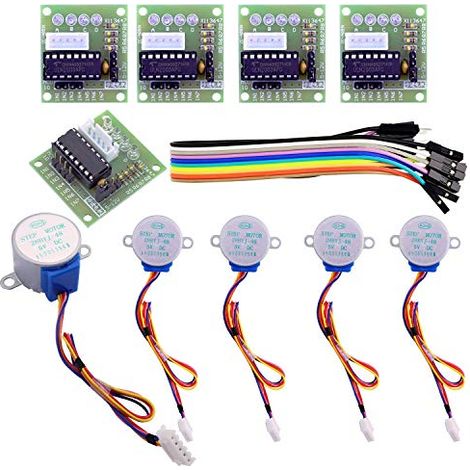 5 Stück 5V 28BYJ-48 Schrittmotoren + 5 Stück Treiberplatinen ULN2003 Pilotplatinen + Dupont Stecker-Buchse-Kabel (1/5)
