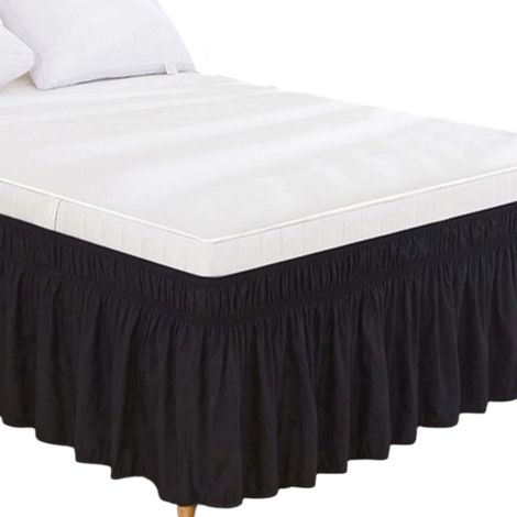 1 jupe de lit élastique, microfibre, 198 x 203 cm, ceinture ajustable, résistante à la décoloration, pour lit queen (1/5)