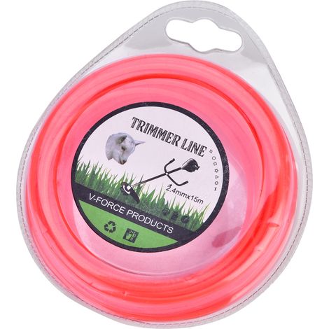 Fil De Débroussailleuse Rond 2.4mm 15m Rouge - Pour Tondeuses Et Coupe-Bordures - Haute Résistance - Rouleau Unique (1/5)
