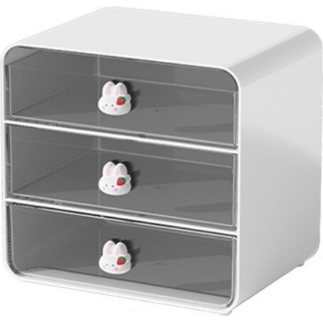 Boîte de rangement de bureau à 3 niveaux, grande capacité, en plastique, pour pinceaux de maquillage, idéale pour une coiffeuse de chambre d'étudiante. (1/5)