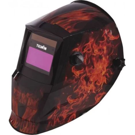 Cagoule de soudage automatique teinte 9/13 vision 92x42mm - design flamme (1/3)