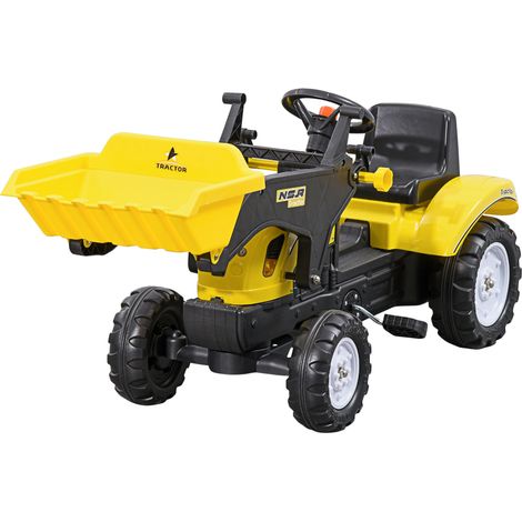 Pelle mécanique à pédales pour enfants dès 3 ans, avec chargeur frontal et volant, jaune (1/5)