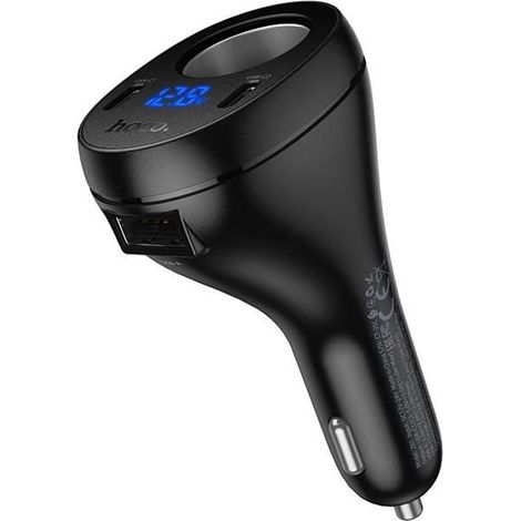 Chargeur Allume-Cigare Double USB et Type-C, 3 Ports QC3.0 Rapide, Compatible Voiture, Noir - Charge Rapide pour... (1/5)