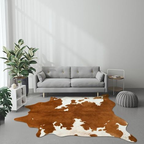 Tapis Imitation Cuir 70x110cm Marron Motif Animal Salon Chambre Salle à Manger Sans Fourrure Antidérapant (1/4)
