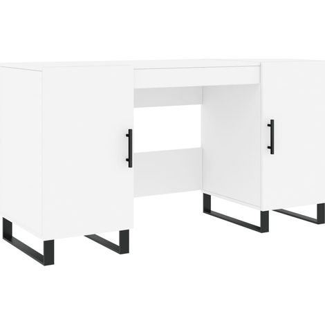 Bureau table poste de travail meuble d'ordinateur informatique étude 140 x 50 x 75 cm bois d'ingénierie blanc