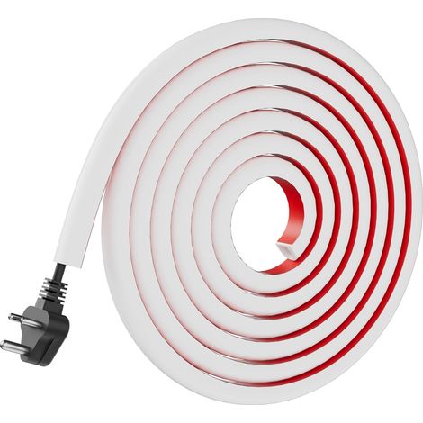 Goulotte de câble autocollante 5 m (15 x 12 mm) – Silicone flexible, découpable et recouvrable pour TV, mur, bureau, cache-câbles (blanc) (1/5)