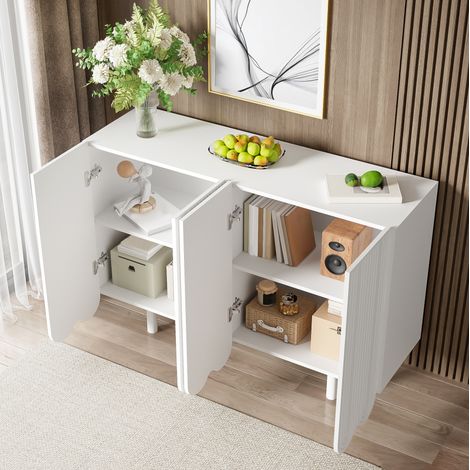 MEUBLIV Aparador 160 cm negro y madera - 4 puertas, cierre suave, sin colchón (1/5)