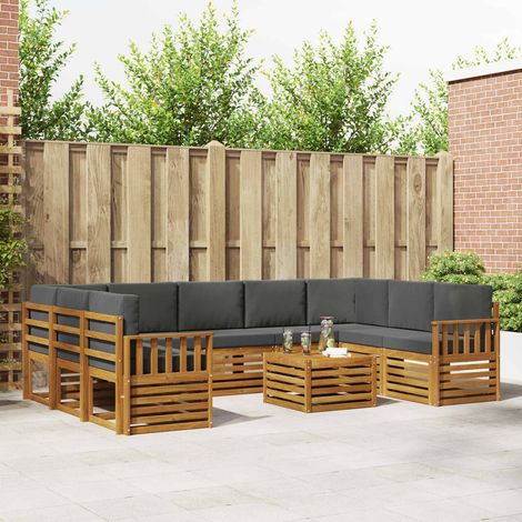vidaXL Outdoor-Sofagarnitur 10 Stk. Natur und Anthrazit (1/5)