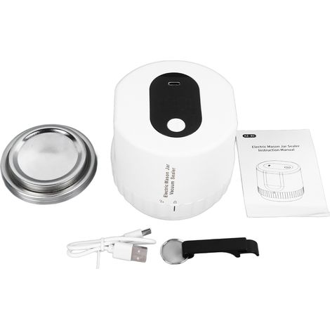 Kit de mise sous vide électrique automatique pour bocaux, rechargeable par USB, avec couvercles, pour la conservation et la fermentation des aliments (blanc). (1/5)