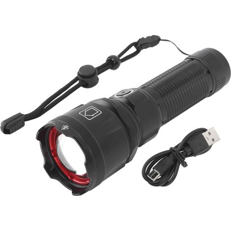 Lampe torche LED 30 W avec zoom, interrupteur en métal, ultra-lumineuse, idéale pour le vélo, la randonnée et le camping. (1/5)