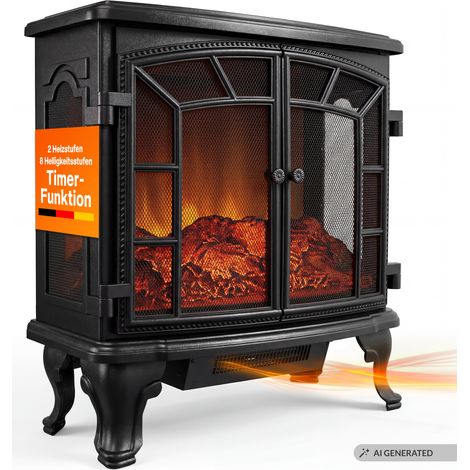Camino elettrico con LED effetto fuoco doppia porta 2000W telecomando Stufa elettrica (1/5)