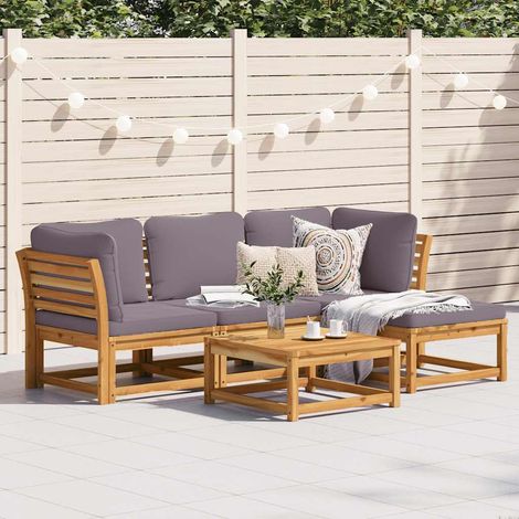 5-tlg. Garten-Lounge-Set mit Kissen Massivholz Akazie
