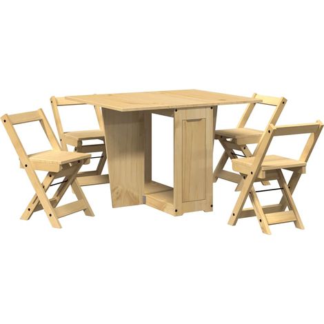 Ensemble à manger papillon 5 pcs，Mobilier de jardin，Salon d'extérieur Corona pliable cire marron pin CFW310778 (1/5)