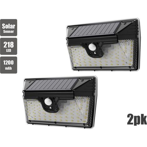 Lot de 2 projecteurs solaires LED pour jardin extérieur, avec détecteur de mouvement et éclairage de sécurité mural étanche (1/5)
