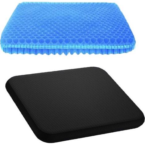 Coussin de siège en gel, coussin de siège de chaise de bureau avec housse antidérapante, respirant, soulagement de la douleur en nid d'abeille, coussin de caisse à œufs pour chaise de bureau, voiture, (1/5)
