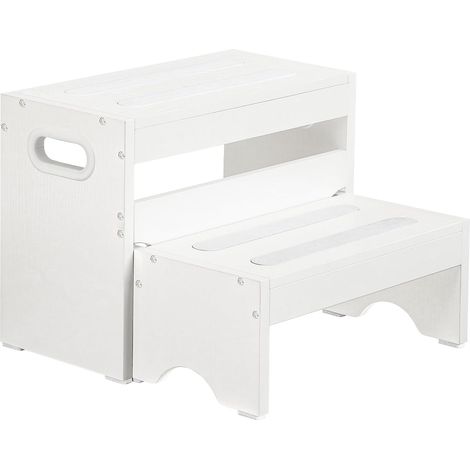Kit de Marchepied pour Enfants 2 Niveaux, Tour d’Apprentissage de Cuisine avec Poignées et Bande Antidérapante, Démontable, pour Salle de Bain, Chambre d’Enfant, Cuisine, Blanc (1/5)