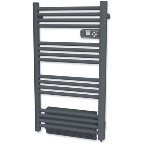 Radiateur sèche-serviettes CARRERA - Lames plates 500W + Soufflerie 1000W - Gris anthracite