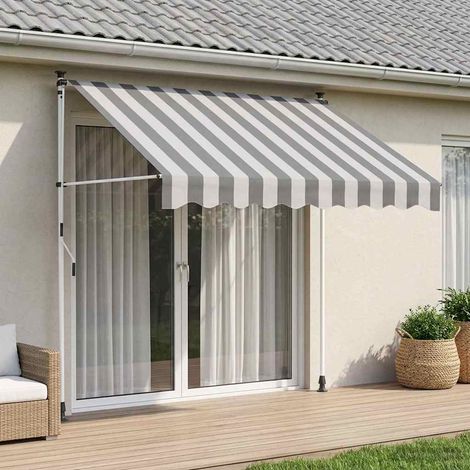 vidaXL Auvent rétractable manuel Anthracite et blanc 300 cm