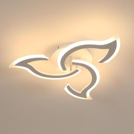 Plafonnier LED Design Floral à Intensité Variable avec Télécommande, 24W, 3300Lm, 3000K-6500K, 64cm, pour Salon, Chambre à Coucher, Chambre d'Enfant, Cuisine, Blanc (1/5)