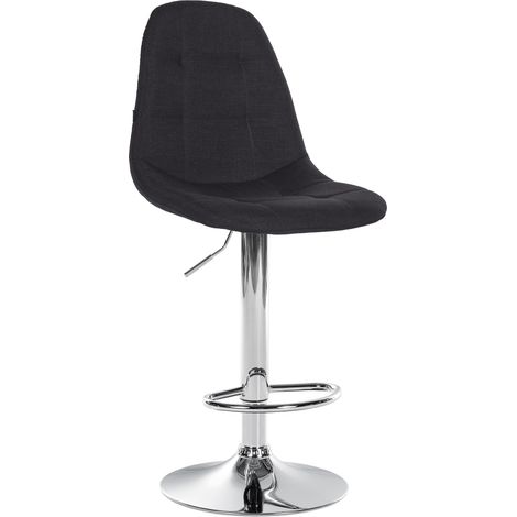 Barhocker Elmore Stoff schwarz Metall in Chromoptik
