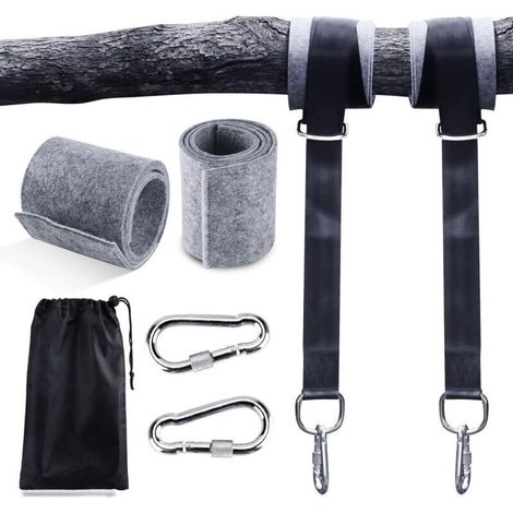 Hammock Straps, Set of 2 Heavy-Duty 150cm Suspension Straps with D-Ring and Thicker Padding, Two Carabiners, Maximum Load Capacity of 500kg, for Hammocks and Swings (1/4)