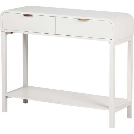 Console en MDF pin blanc doré 90 x 32 x 75 cm (1/2)