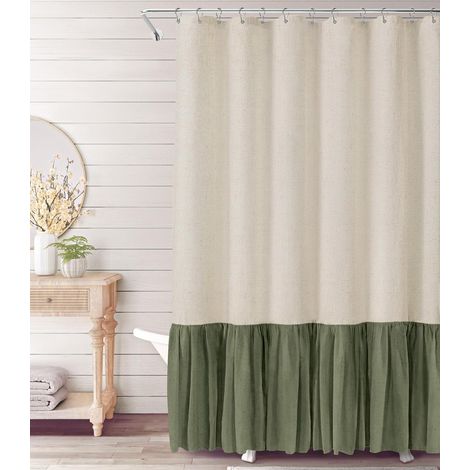 XCNSHYB-YUANSE-5327 Rideau de douche à volants, en microfibre froncée, vintage, fait à la main, nœud papillon, pour salle de bain principale, vert, 183 x 183 cm (l x H) (1/4)