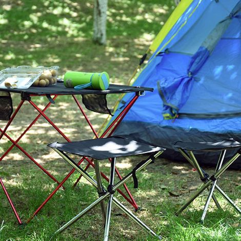 Tabouret télescopique pliant portable en acier inoxydable banc pliant extérieur camping plage petit tabouret pêche chaise pliante S 27.527.530cm une pièce (1/2)