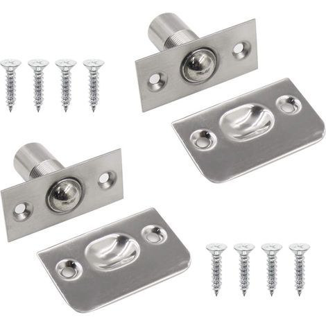 1, 8", serrure à bouton réglable en acier inoxydable avec gâche et vis pour armoires, placards, portes (1/5)