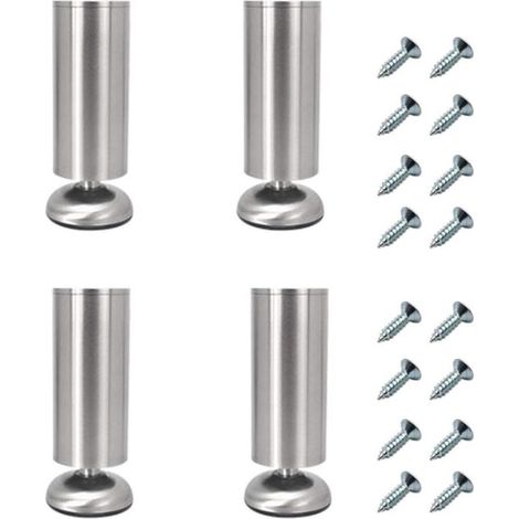 Lot de 4 Pieds Réglables pour Meubles 18 cm, Acier Inoxydable, Très Résistants, Table Basse, TV, Canapé (1/5)