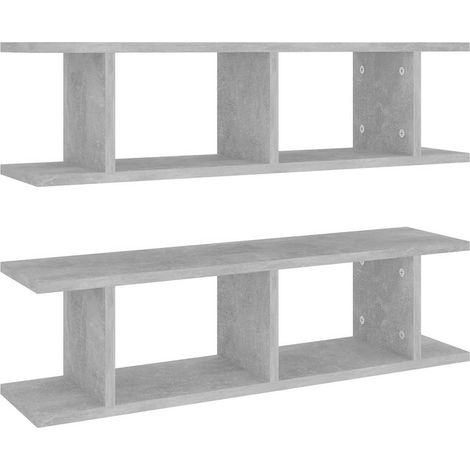 Maison Exclusive - Wandregale 2 Stk. Betongrau 75x18x20 cm Holzwe (1/5)