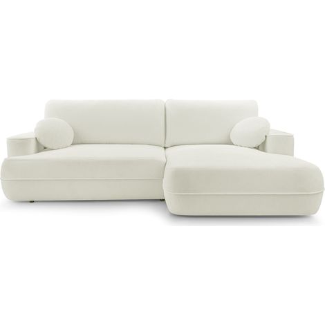 Selsey Fuerro – Ecksofa mit Schlaffunktion, Bettkasten, Ottomane rechts, Strukturstoff wasserabweisend, Weiß (1/5)