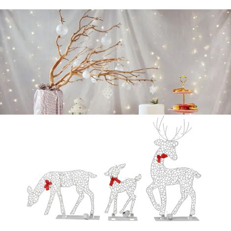 Décoration de Noël en fer forgé avec nœud papillon et cerf lumineux - 01 (1/5)