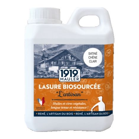 Lasure biosourcée protection extrême UV & intempéries - 1L Satiné Chêne Moyen - Air Intérieur A+ - L'Artisan 1919 by Mauler