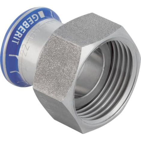 Geberit Mapress Acero inoxidable Transición con tuerca de unión de acero CrNi, DN 12, 35132