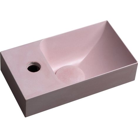 Vasque en béton PICCOLINO 30,8x17cm, mitigeur à gauche, rose mat (1/5)