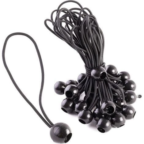 Lot de 25 tendeurs élastiques avec crochet à boule - Idéaux pour tentes, bâches, sacs, piscines, trampolines et plus encore - Longueur : 21 cm (8,25 pouces) (1/5)