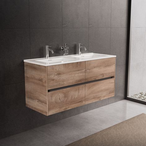 Inda - Meuble de salle de bain 4 tiroirs L.120 avec double vasque (1/5)