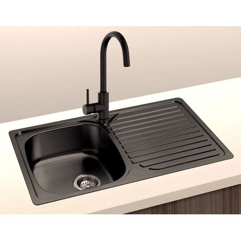 Fregadero Acero Negro Pavonado Mod. Viena 80x48 cm Sobre Encimera