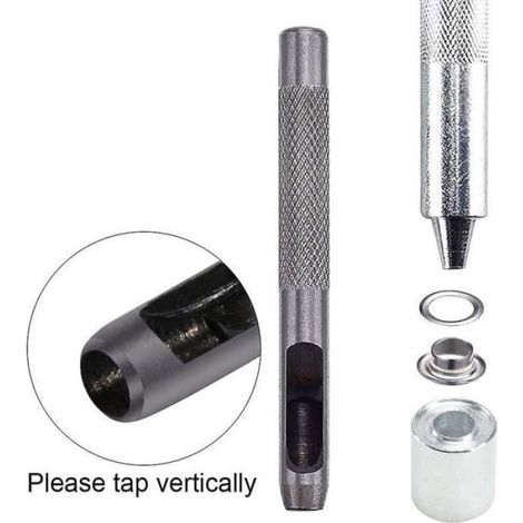 Kit Oeillets - 100 Pièces Diamètre Intérieur 8 mm - Pour Toile Bâche Tente Réparation - Avec Perforatrice Et Mandrin (1/4)