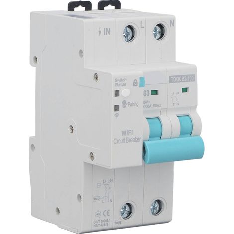 WLAN-Leistungsschalter 2-polig 63A, ferngesteuert, intelligenter drahtloser Leistungsschalter mit Messfunktion, 145–295 V (1/5)