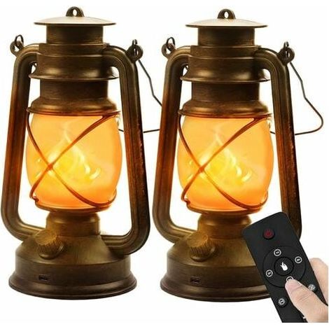 royaluxe - Lanterne D Extérieure, 2pack Lanterne Jardin Vintage avec Télécommande Lanterne de Camping Sans Fil à Piles Tempête D De Lanterne avec Effet de Flammes Décorative Pour Jardin (1/5)