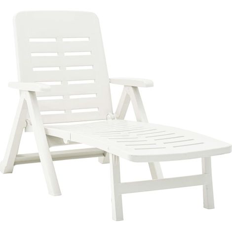 vidaXL Chaise longue pliable Plastique Blanc (1/5)