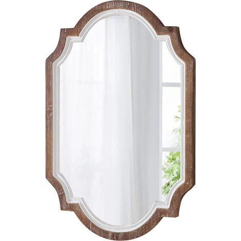Rustique Miroir Mural Bois 40 x 60 cm, Vintage Miroir Decoration Murale, Miroir Ovale pour Salon, Chambre, Salle de Bain, Entree, Horizontal ou Vertical (1/5)