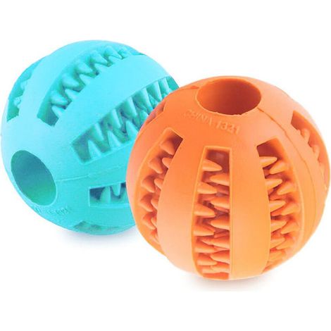 Lot de 2 balles de jouet pour chien, mangeoires interactives en caoutchouc naturel pour chien, diamètre de 7 cm, balles de chien pour grands et petits chiens à mâcher-Fei Yu (1/5)