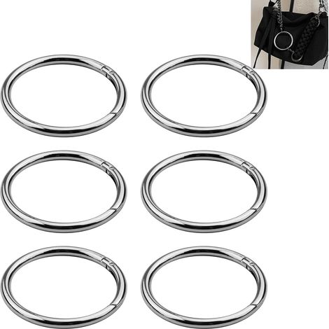 Lot de 6 mousquetons ronds en alliage de zinc, 60 mm, argentés, pour sacs et bricolage. (1/5)