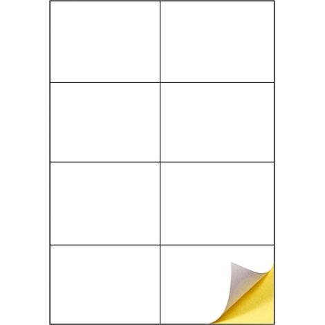 Lot de 50 feuilles A4 adhésives imprimables, étiquettes autocollantes blanches mates, 8 étiquettes par page, 400 étiquettes au total, papier étiquetage mat pour imprimante laser et jet d'encre (1/5)