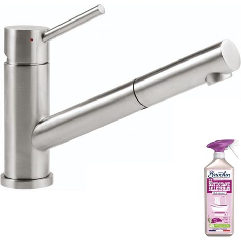 VILLEROY ET BOCH Como Ventana de ducha grifo de cocina plegable de acero inoxidable + limpiador