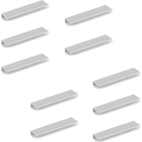 Emuca Lot von 10 Möbelgriffe Picanya, L198mm, 128mm Achsenabstand, Aluminium, matt eloxiert (1/5)