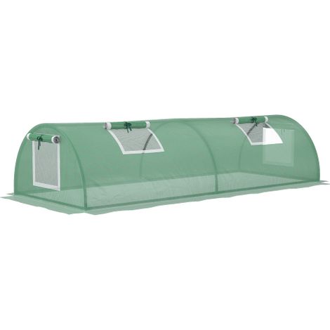Outsunny Mini Tunnelgewächshaus Foliengewächshaus mit Mesh Fenster UV-beständig PE Folie grün 200x80x45cm ideal für Gartenpflanzen 
On-Site